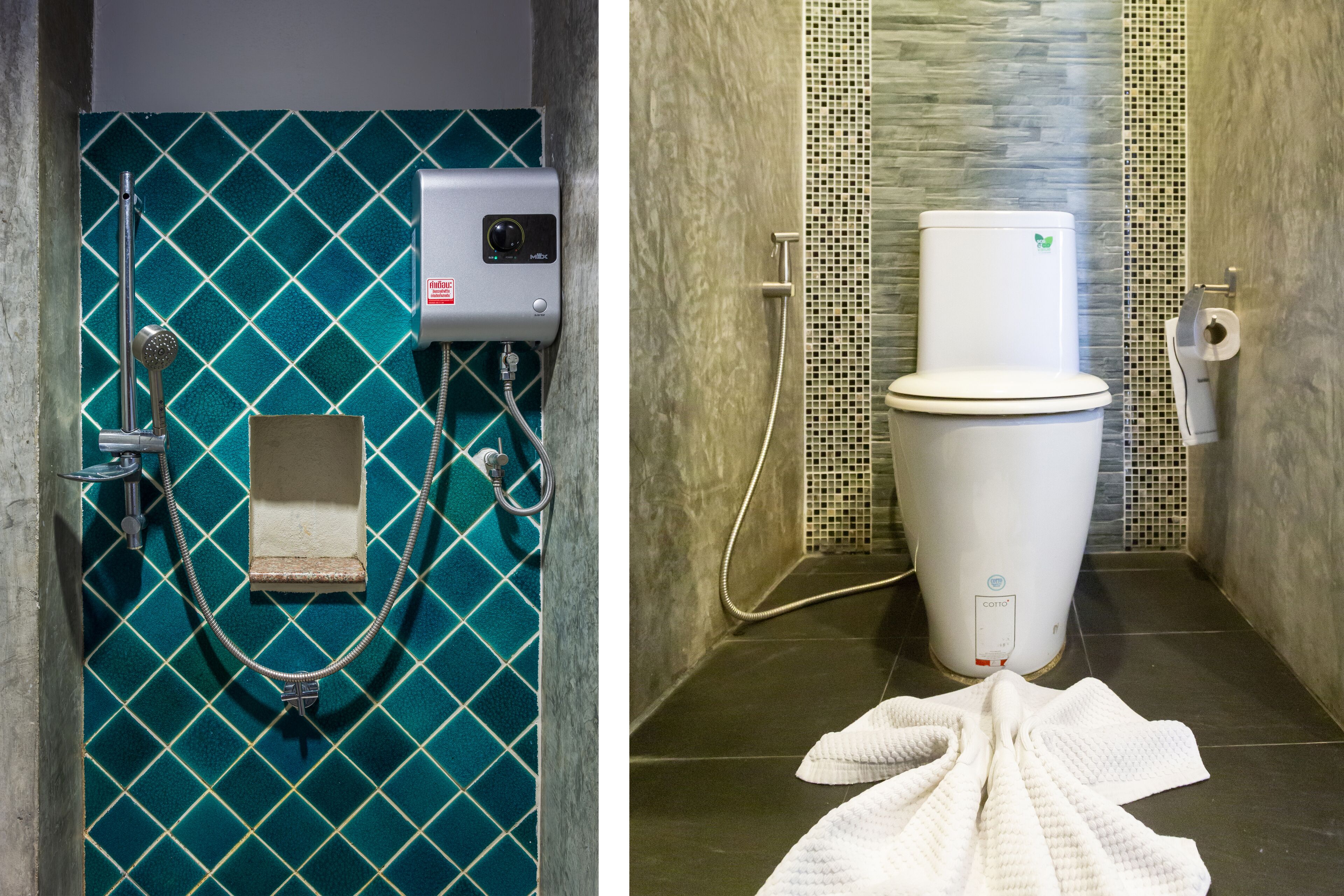 shower, free toiletries, hair dryer, slippers