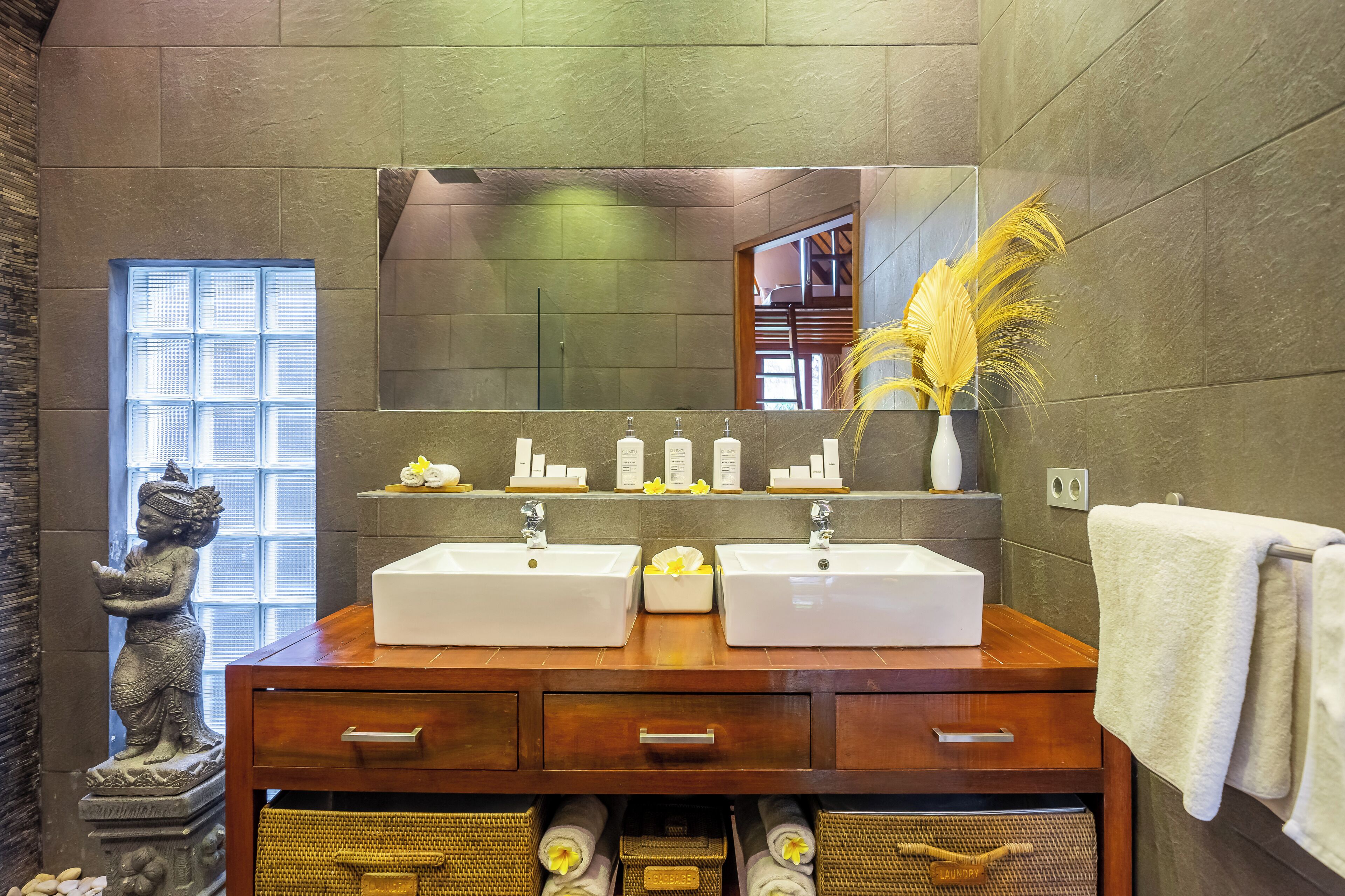 shower, rainfall showerhead, designer toiletries, hair dryer