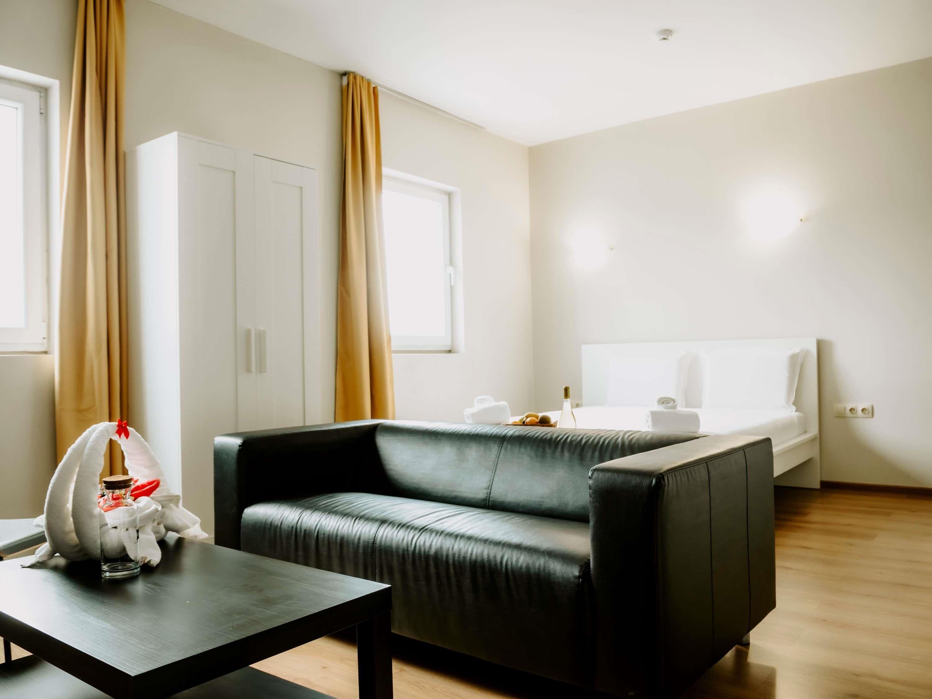 minibar, desk, laptop workspace, soundproofing