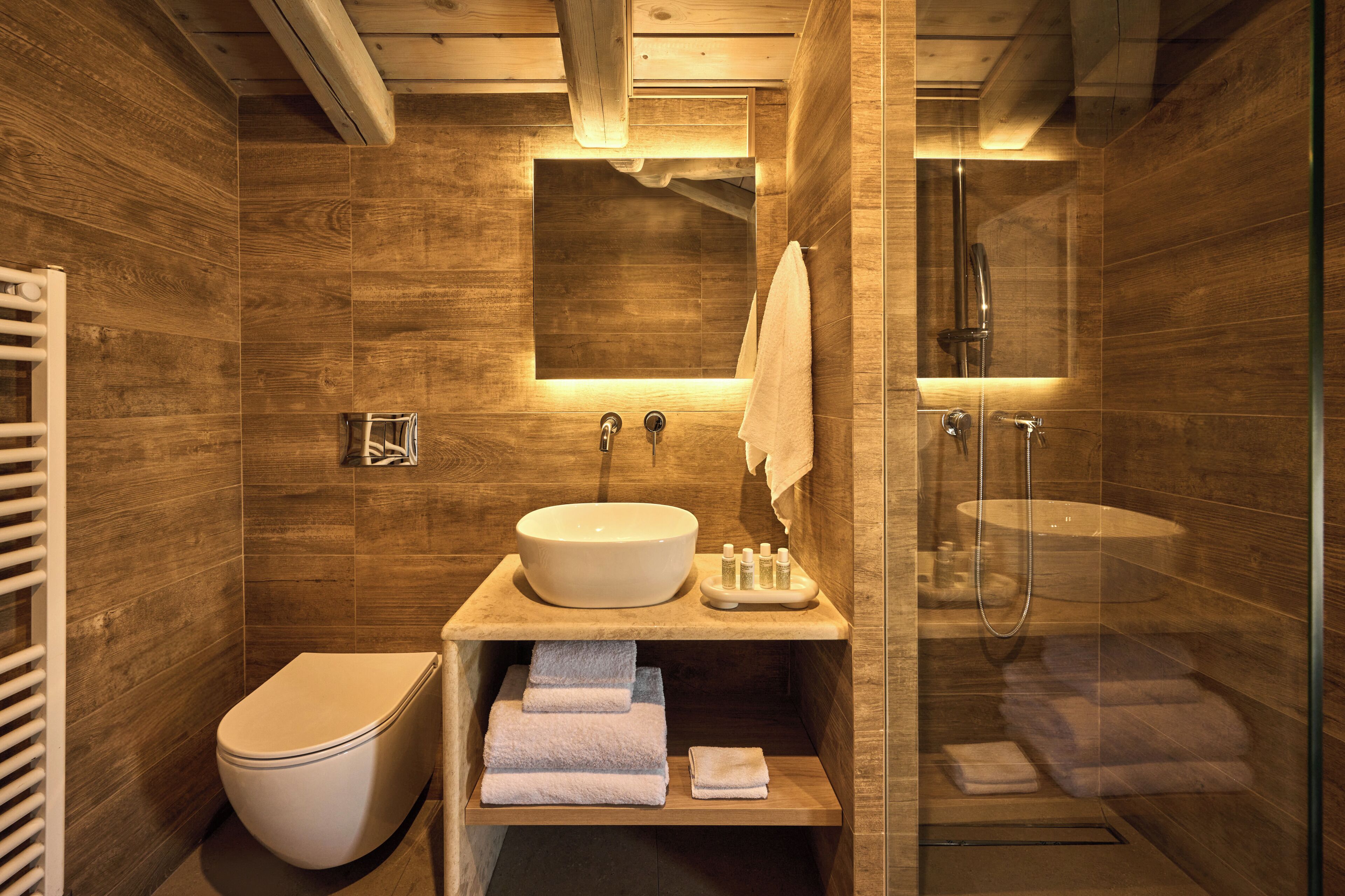 eco-friendly toiletries, slippers, towels