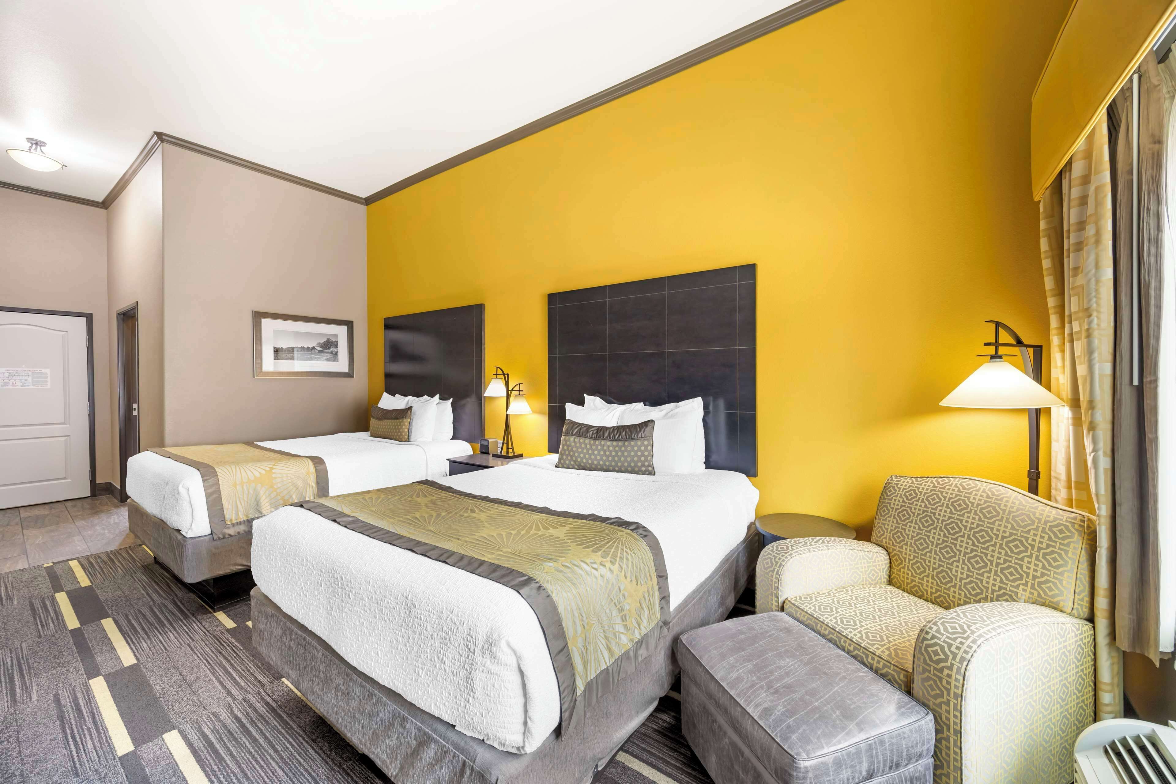 standard room, 2 queen beds, non smoking, refrigerator & microwave | 1 bedroom, desk, laptop workspace, iron/ironing board