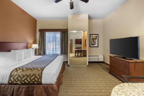 Standard Room, 1 King Bed, Non Smoking, Kitchenette | Desk, laptop workspace, blackout drapes, iron/ironing board