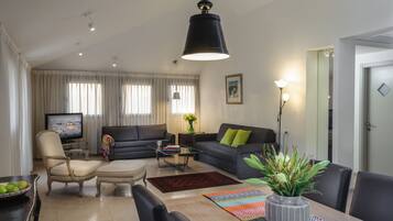 Penthouse, Terrace | Living area | 32-inch LCD TV with cable channels, TV