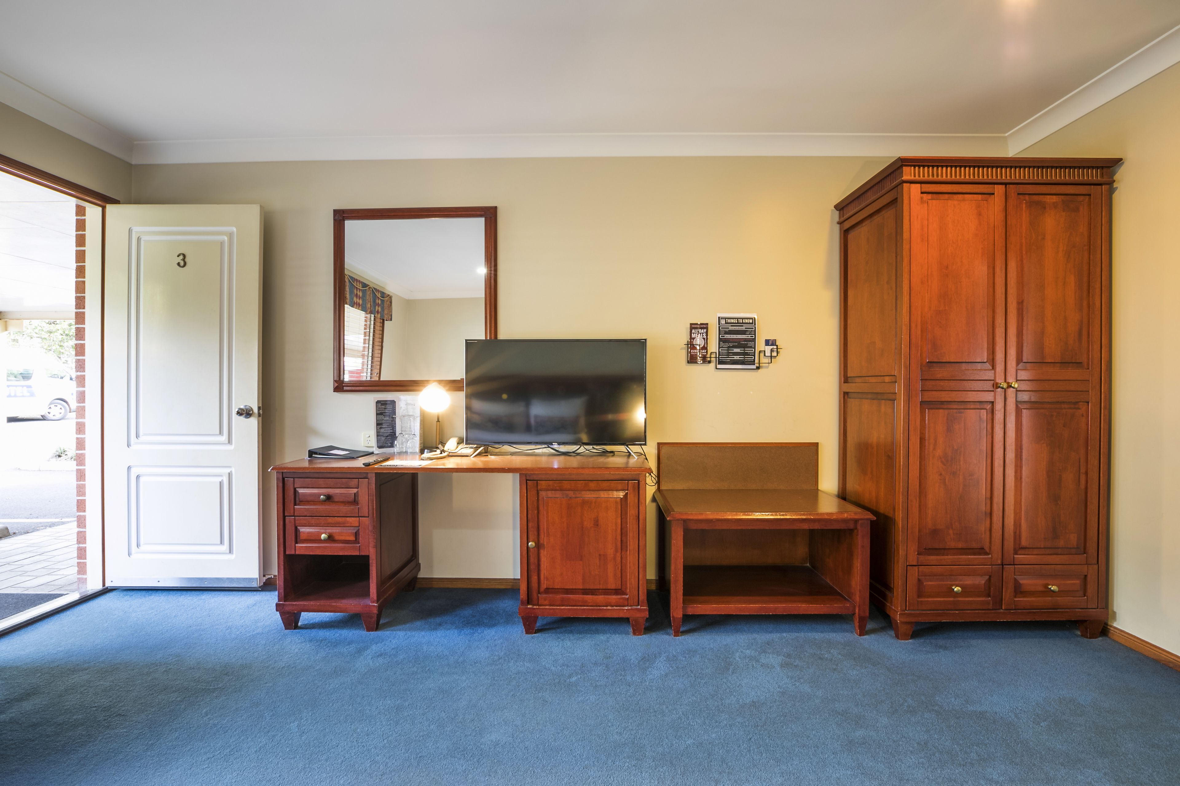 1 bedroom, desk, laptop workspace, iron/ironing board