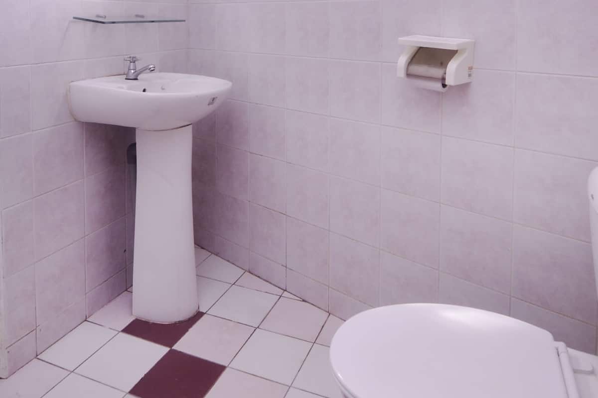 Chambre familiale double | Salle de bain | Douche, bidet, serviettes fournies