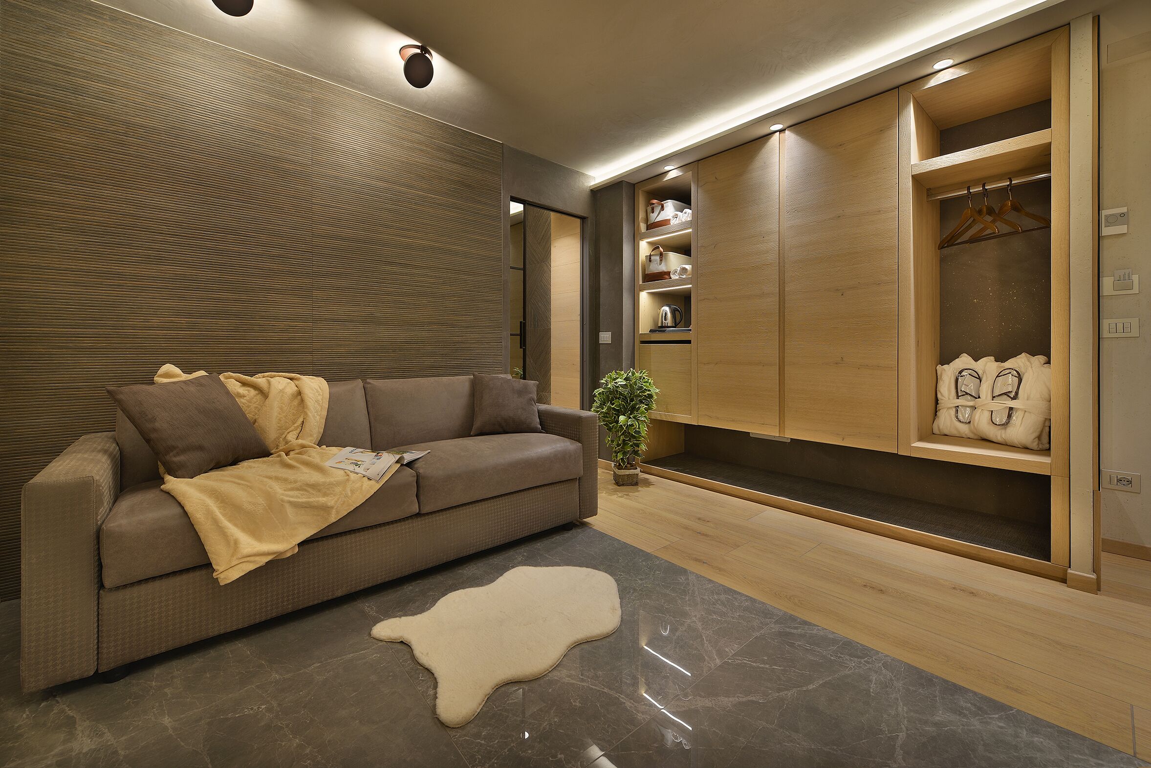 luxury suite, 1 bedroom, sauna | living area | 48-inch flat-screen tv with satellite channels, tv