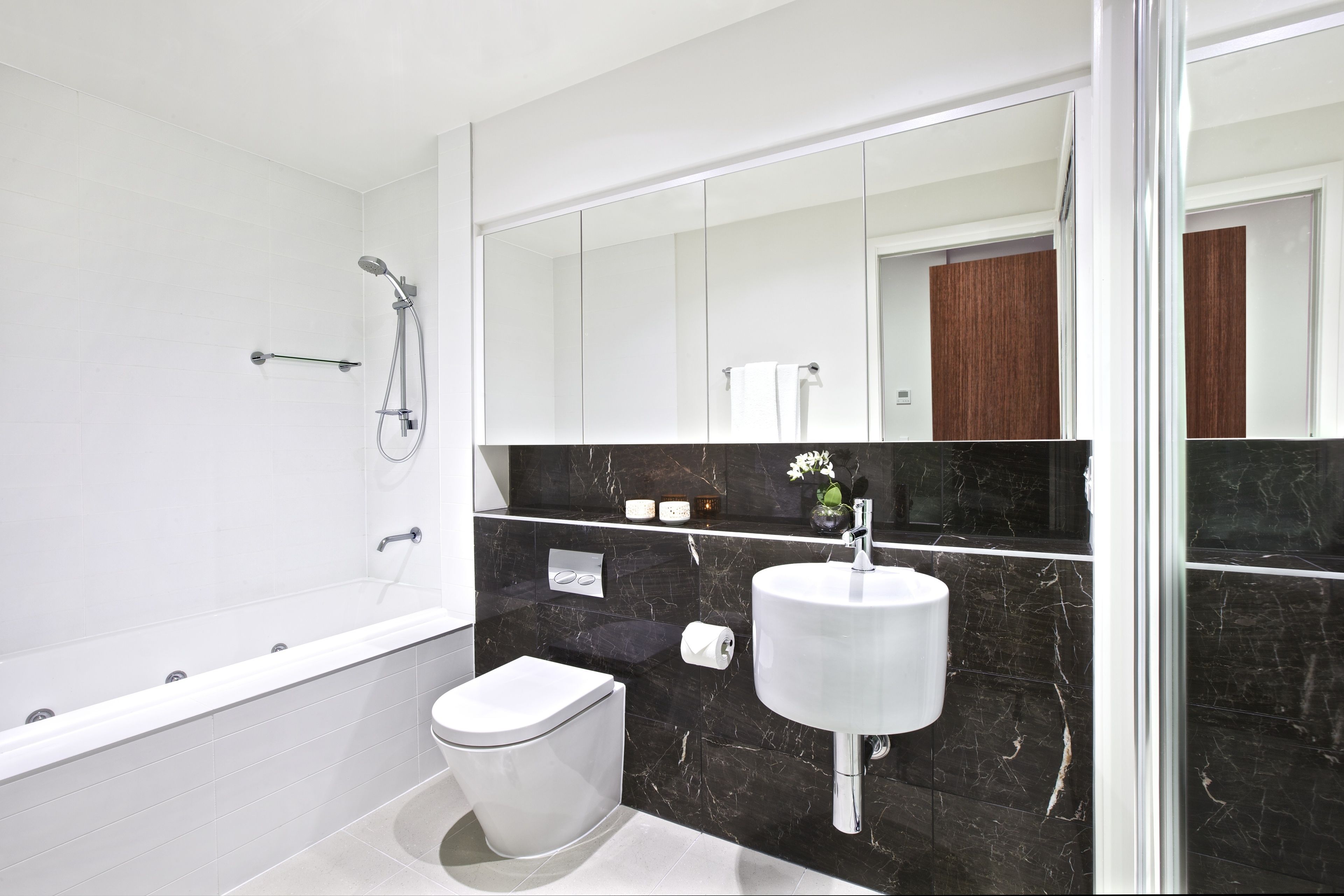 combined shower/bathtub, free toiletries, hair dryer, towels