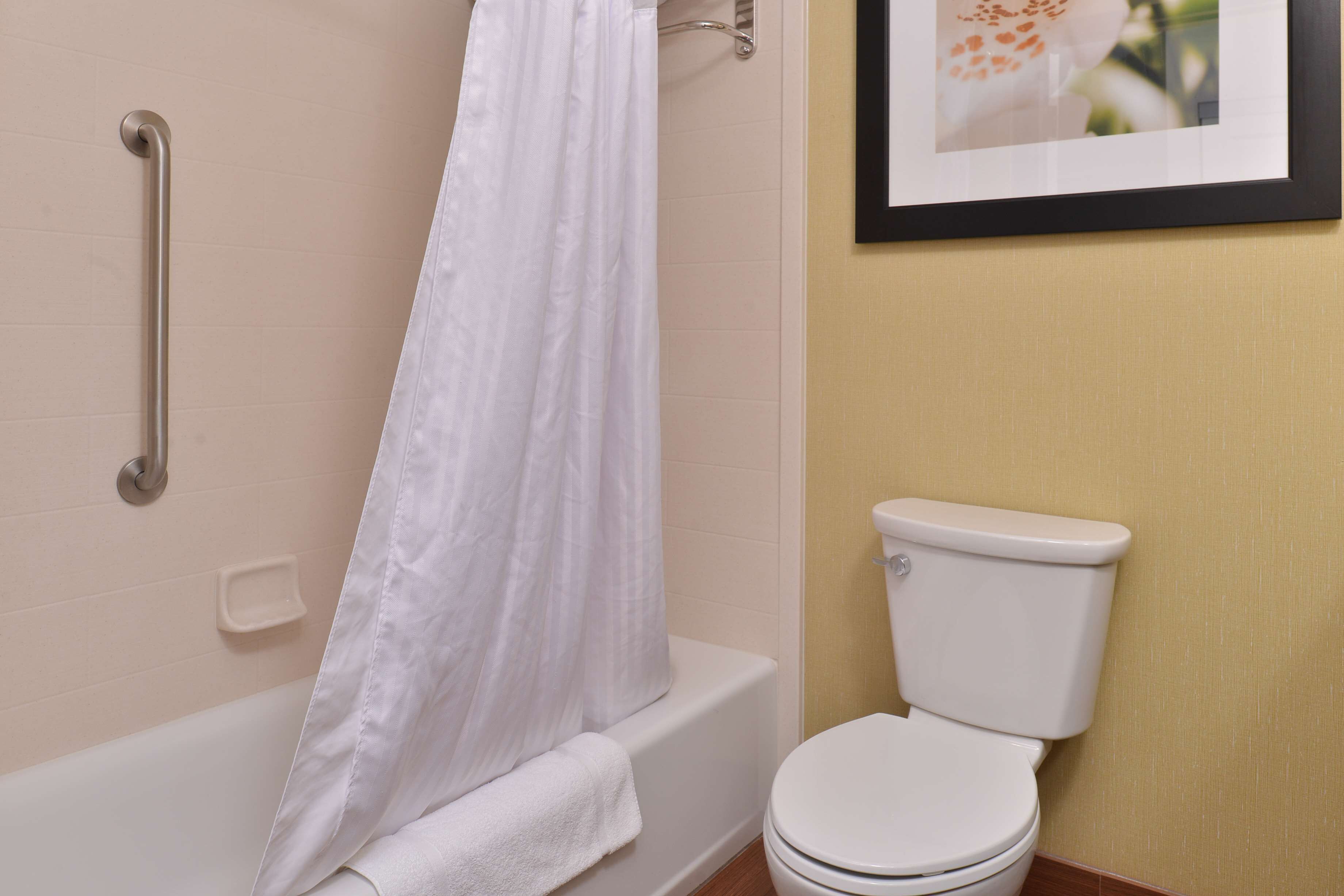 free toiletries, hair dryer, towels, soap