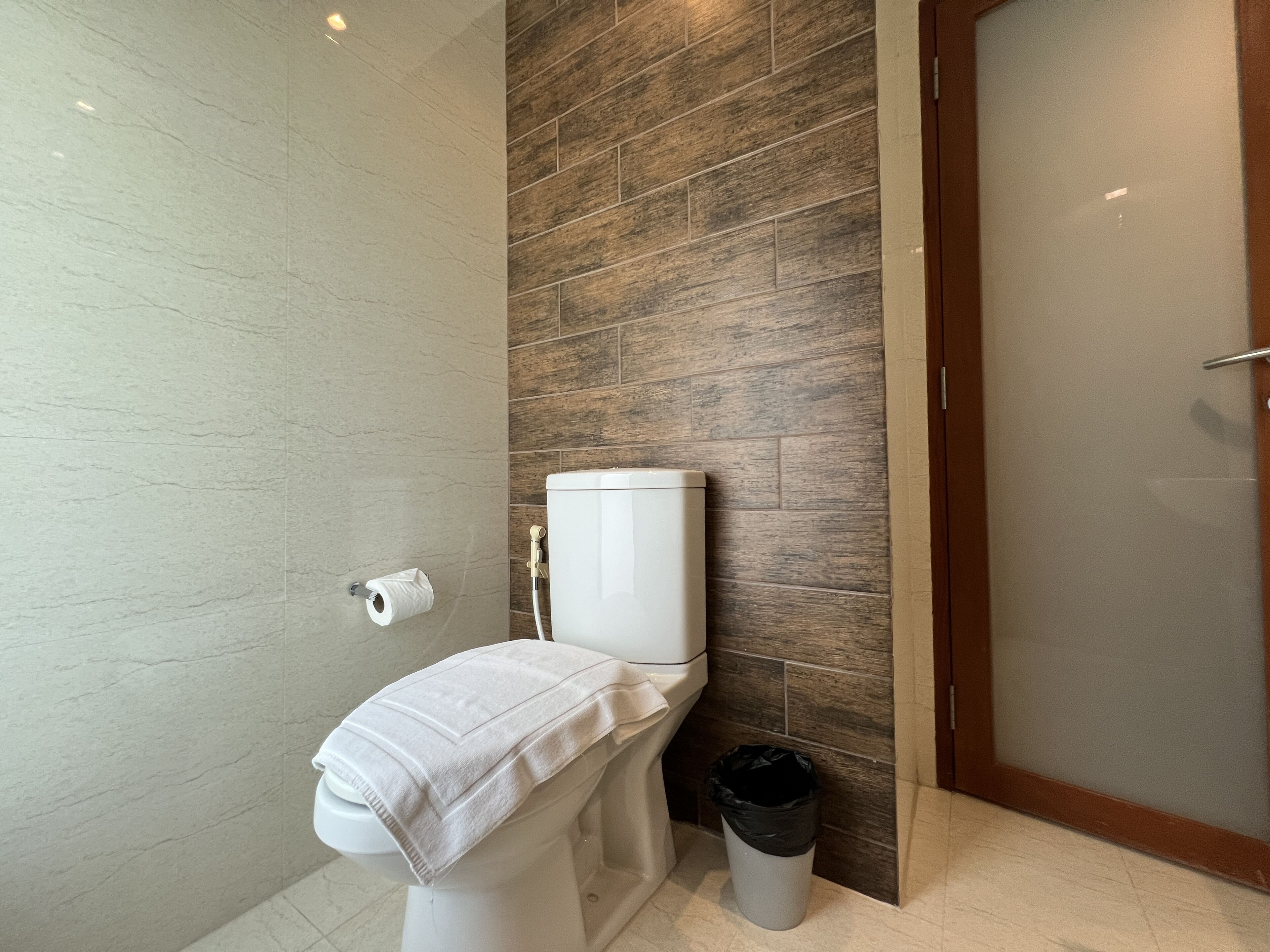 exclusive studio | bathroom | shower, rainfall showerhead, hair dryer, towels