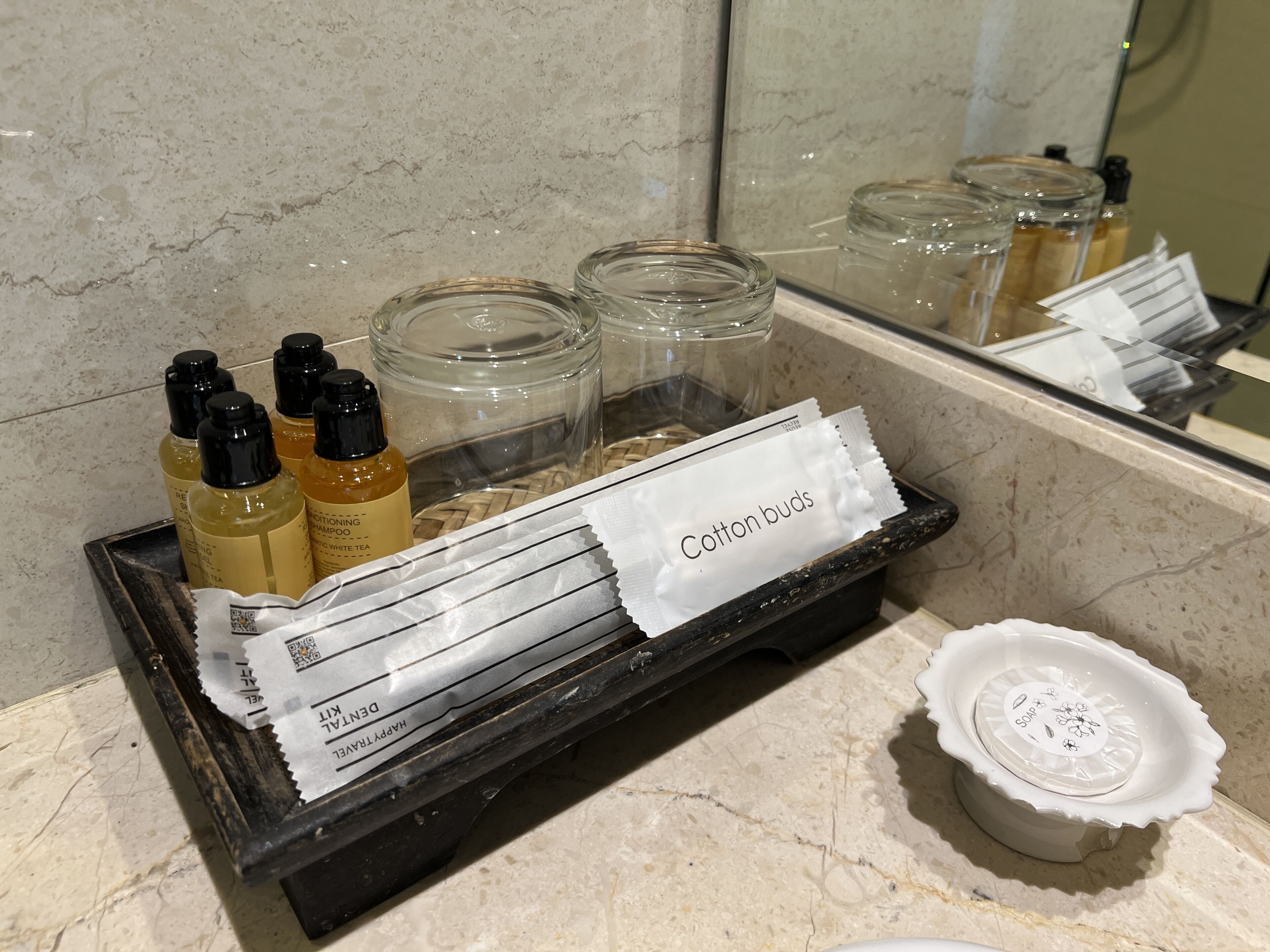 deluxe studio | bathroom | shower, rainfall showerhead, hair dryer, towels