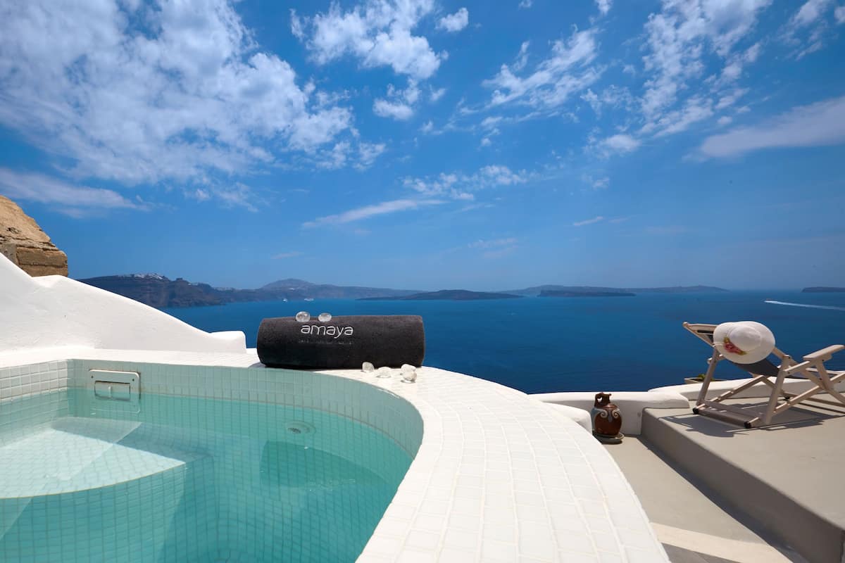 Amaya Castro Villa, Caldera View-Outdoor Hot Tub | Terrace/patio