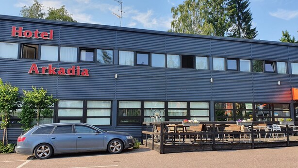 A modern hotel building with the name 'Arkadia' prominently displayed. - Arkadia Hotel & Hostel (Helsinki)