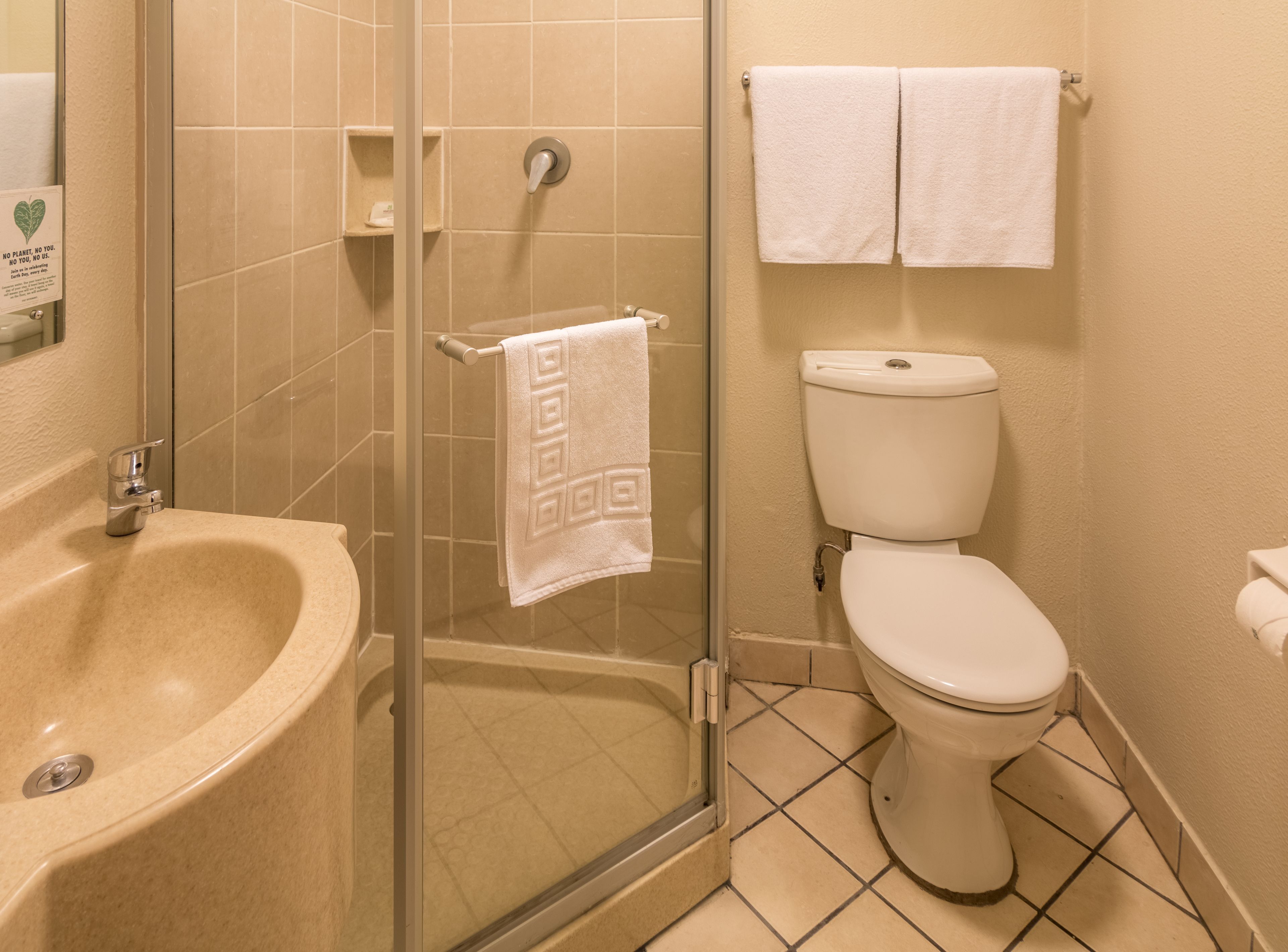 free toiletries, hair dryer, towels