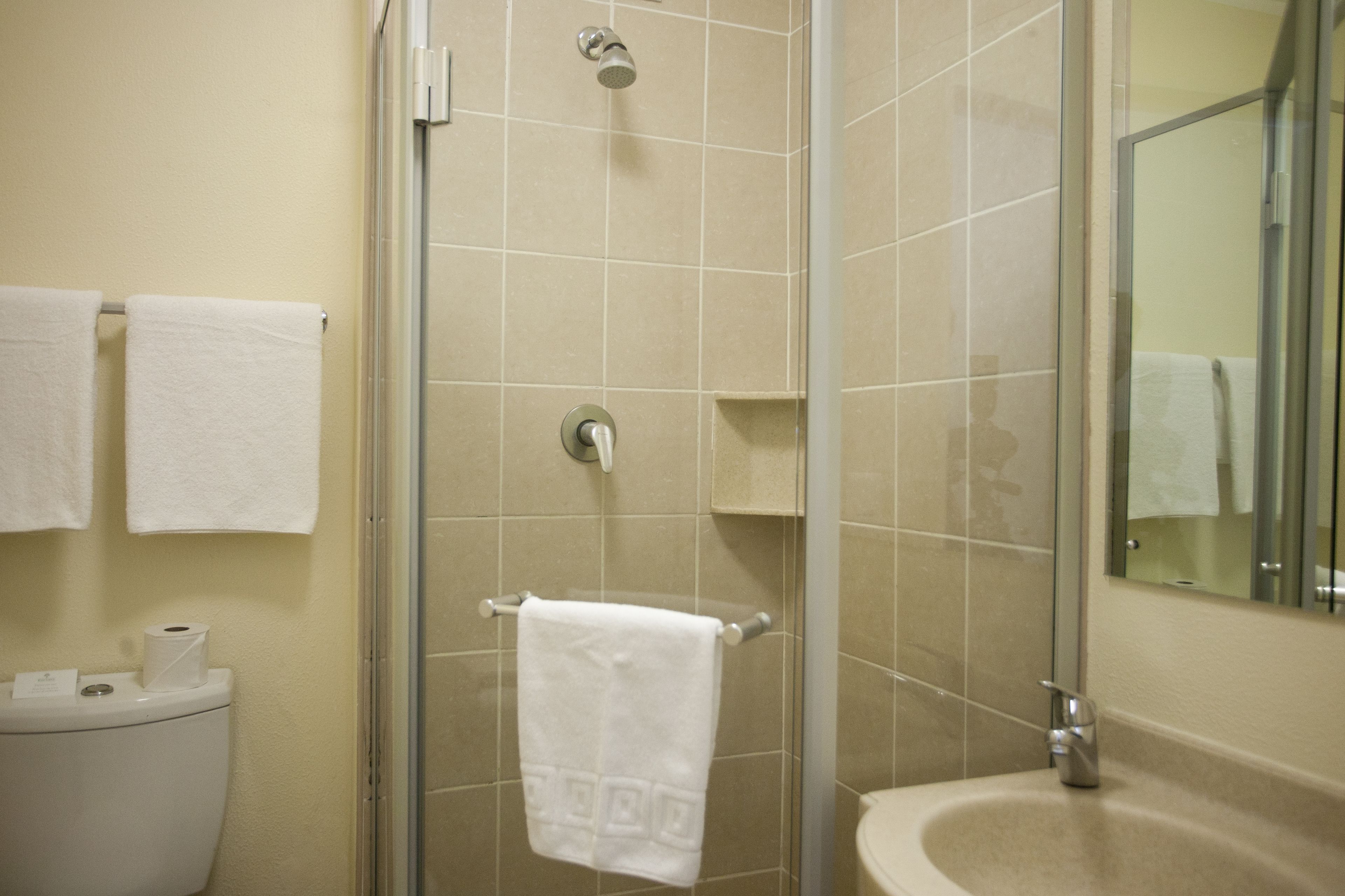 free toiletries, hair dryer, towels