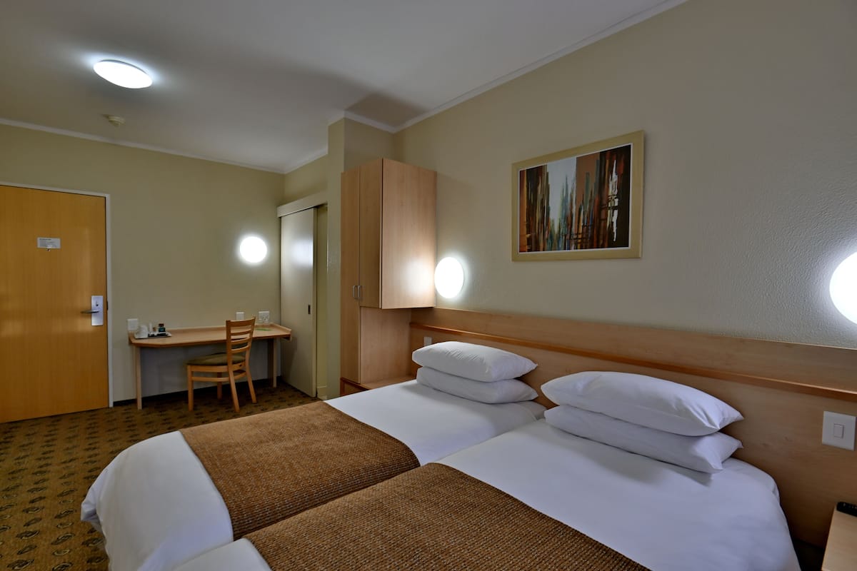 Desk, blackout drapes, iron/ironing board, free WiFi