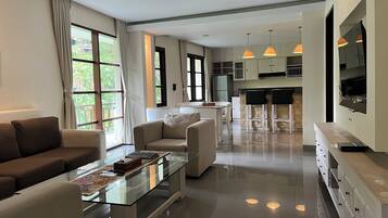 Two Bedroom River View Villa | Living area | LCD TV