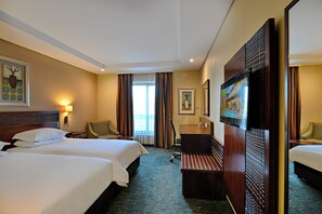 In-room safe, desk, laptop workspace, blackout curtains