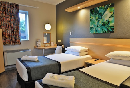 Desk, blackout drapes, iron/ironing board, free WiFi