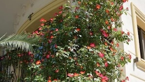 A building with a stone facade and a balcony with a potted plant. - Olympic Fashion Hotels (Chalandri)