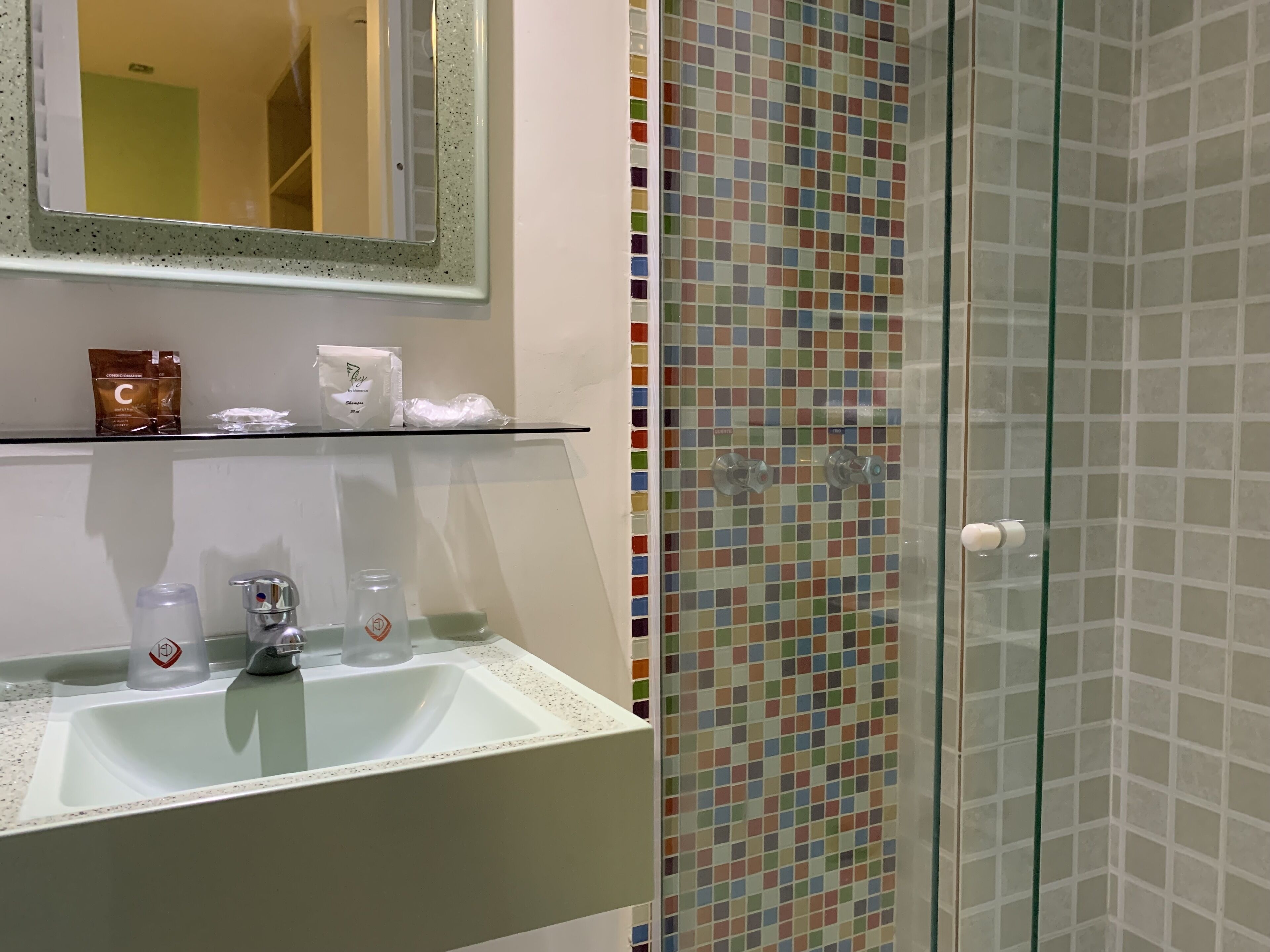 small room no view (with narrow bathroom) | bathroom | shower, hair dryer, bidet, towels