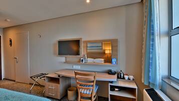 In-room safe, desk, blackout curtains, soundproofing