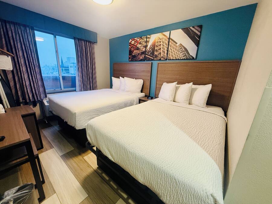 Room, 2 Double Beds, Non Smoking | 1 bedroom, in-room safe, desk, blackout drapes