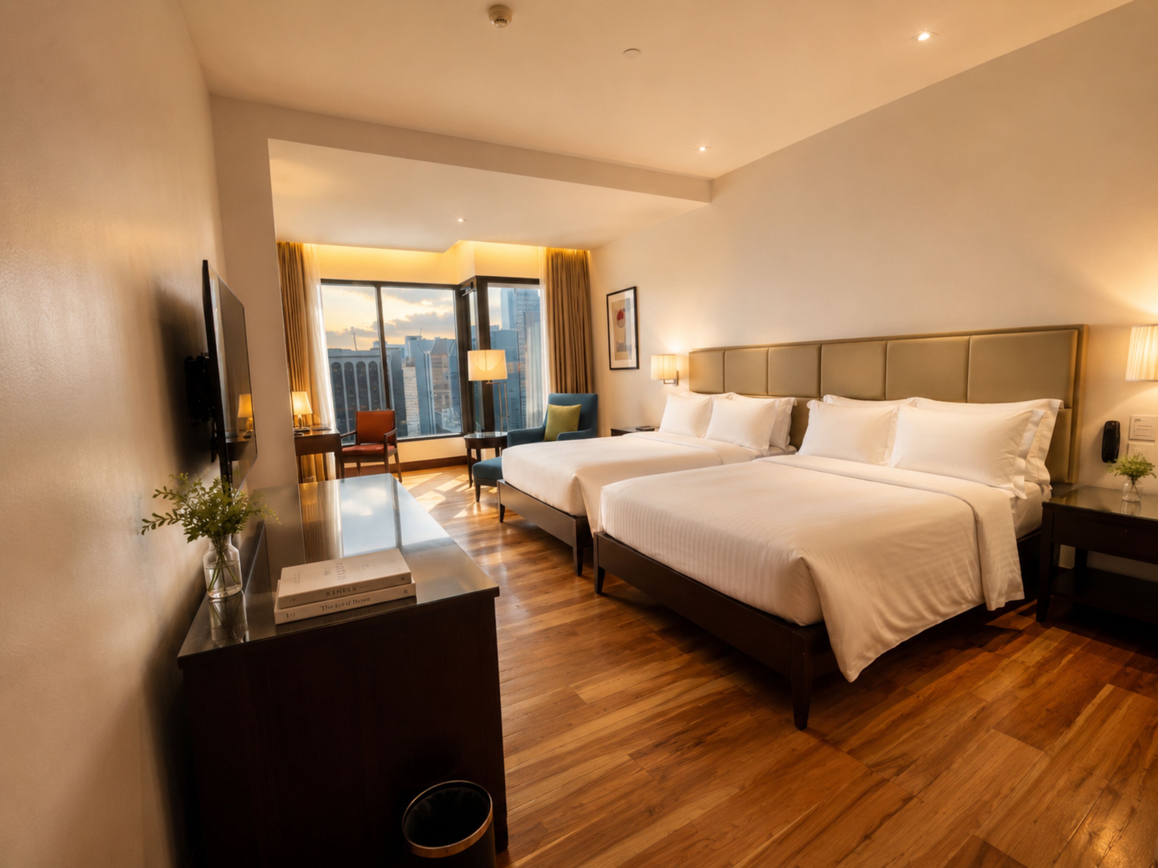 Deluxe Room, 2 Queen Beds | In-room safe, desk, blackout drapes, iron/ironing board