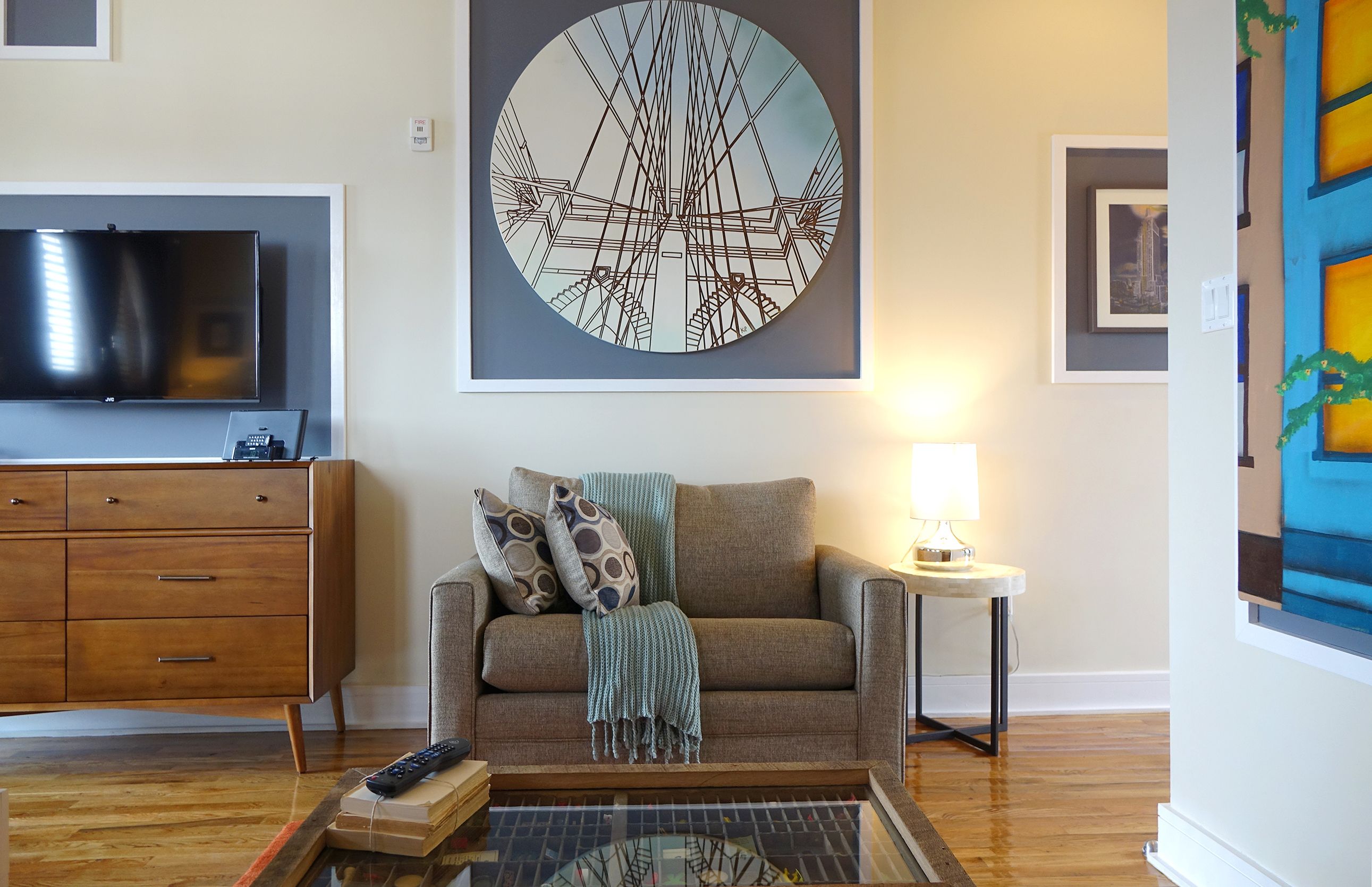 deluxe loft, terrace, city view | living area | 50-inch lcd tv with digital channels, tv, ipod dock