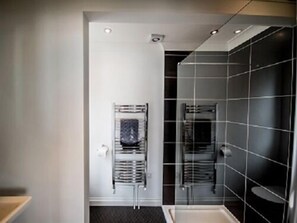 Suite, balcon, vue sur la mer | Douche de la salle de bain