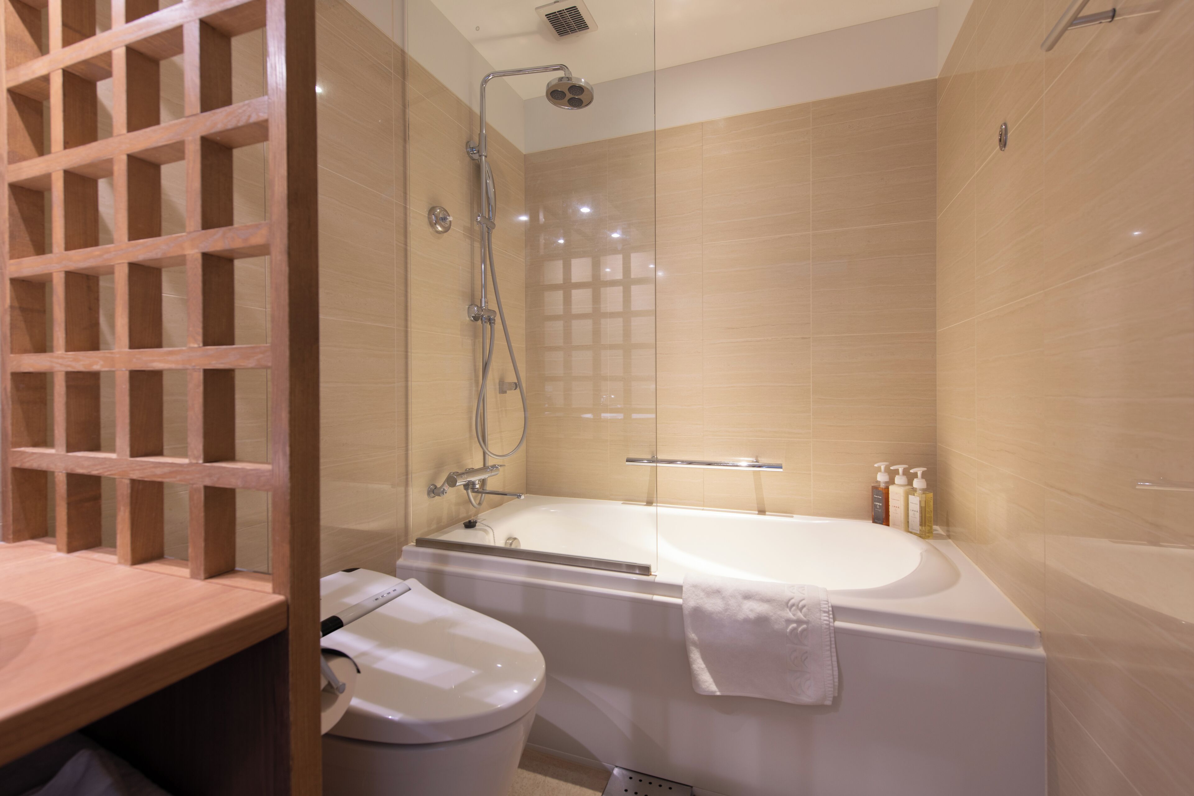 free toiletries, hair dryer, slippers, bidet