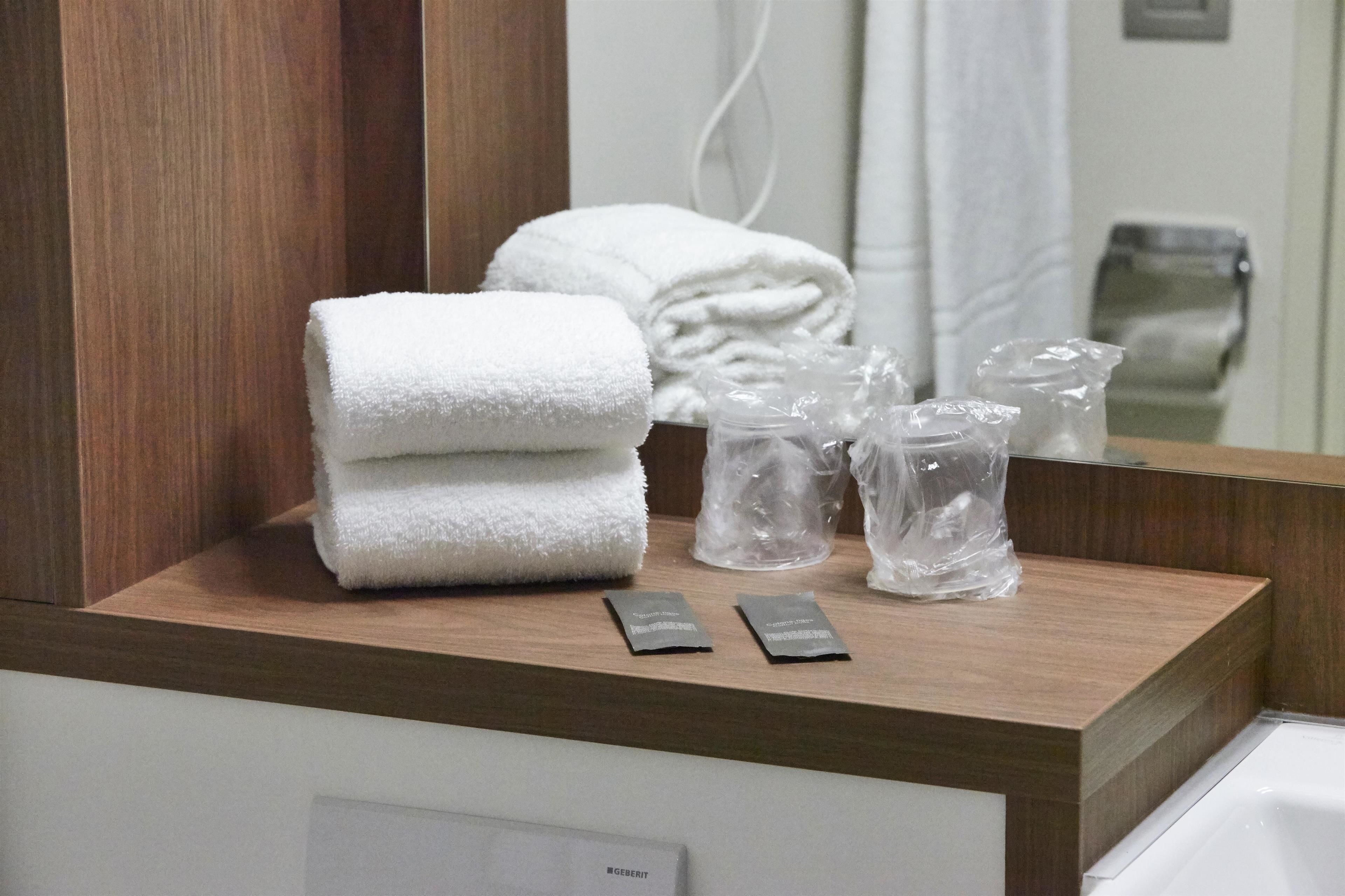 shower, eco-friendly toiletries, hair dryer, towels