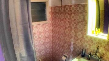Chambre Double ou avec lits jumeaux | Salle de bain | Douche, articles de toilette gratuits, serviettes fournies