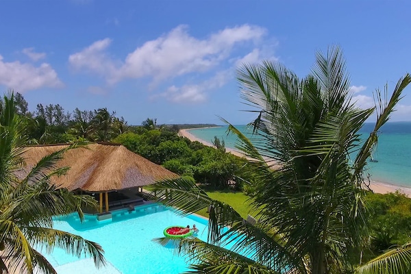 Outdoor pool, sun loungers
