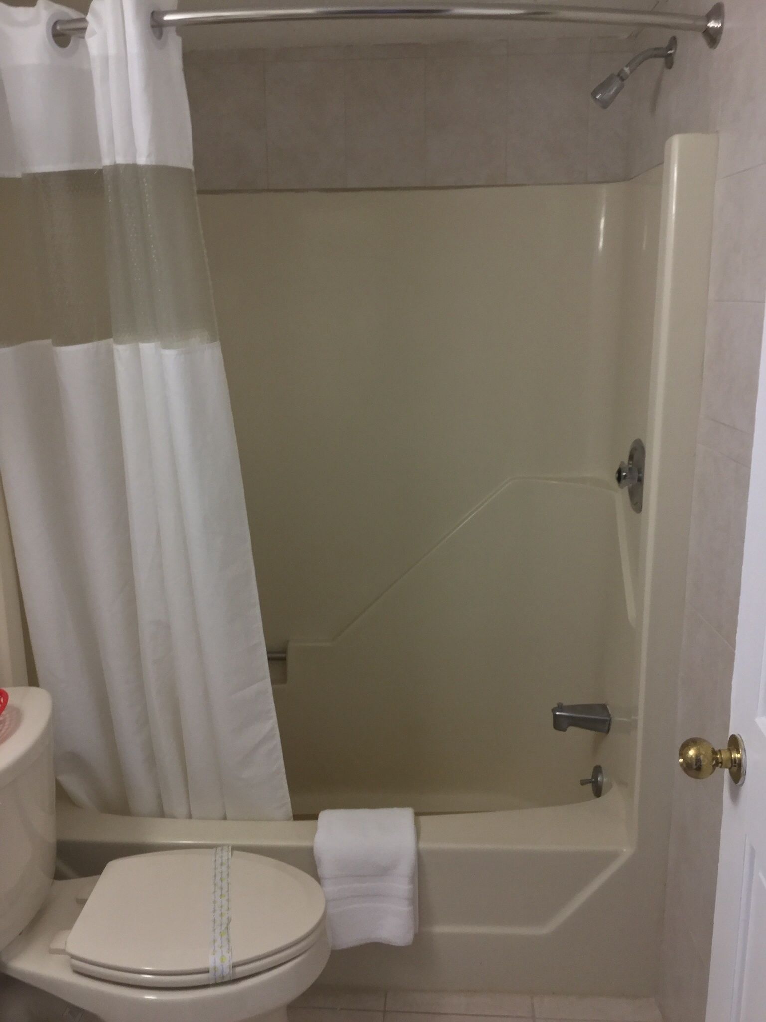 Combined shower/bathtub, hair dryer