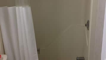 Combined shower/bathtub, hair dryer