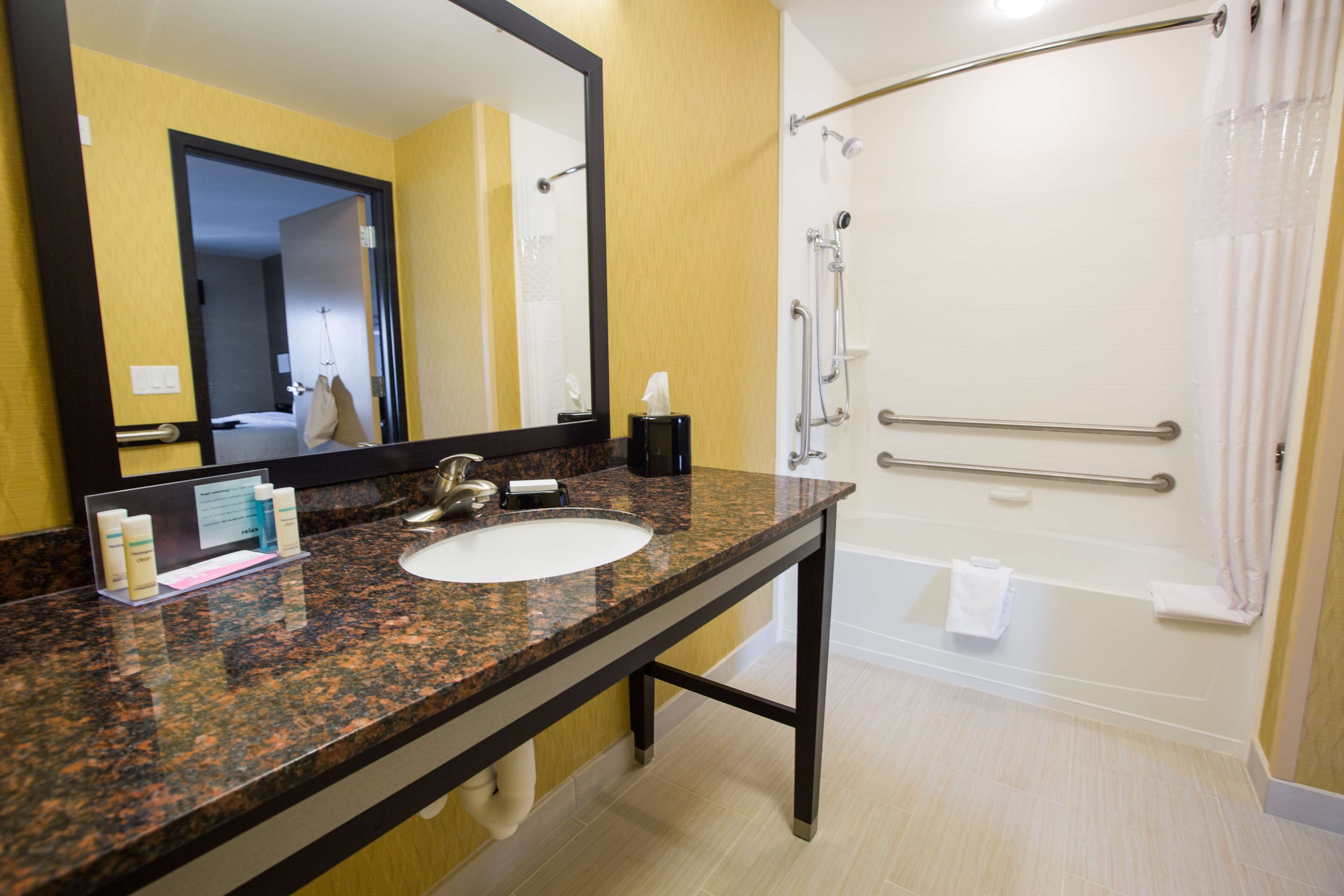 free toiletries, hair dryer, towels