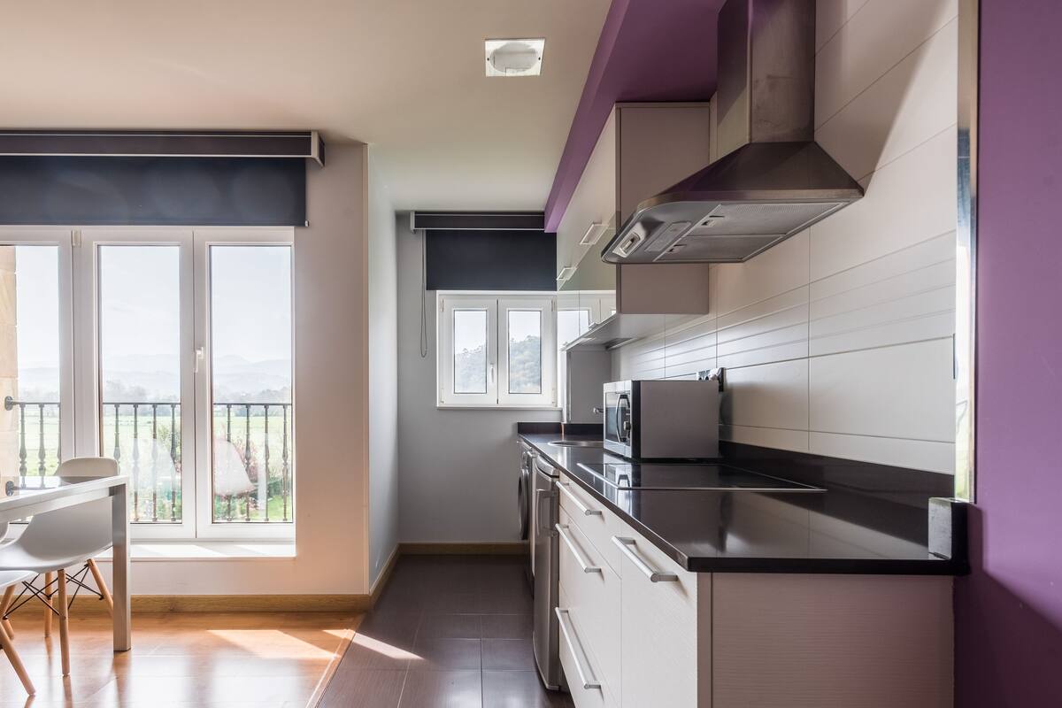 mini-fridge, microwave, stovetop, toaster