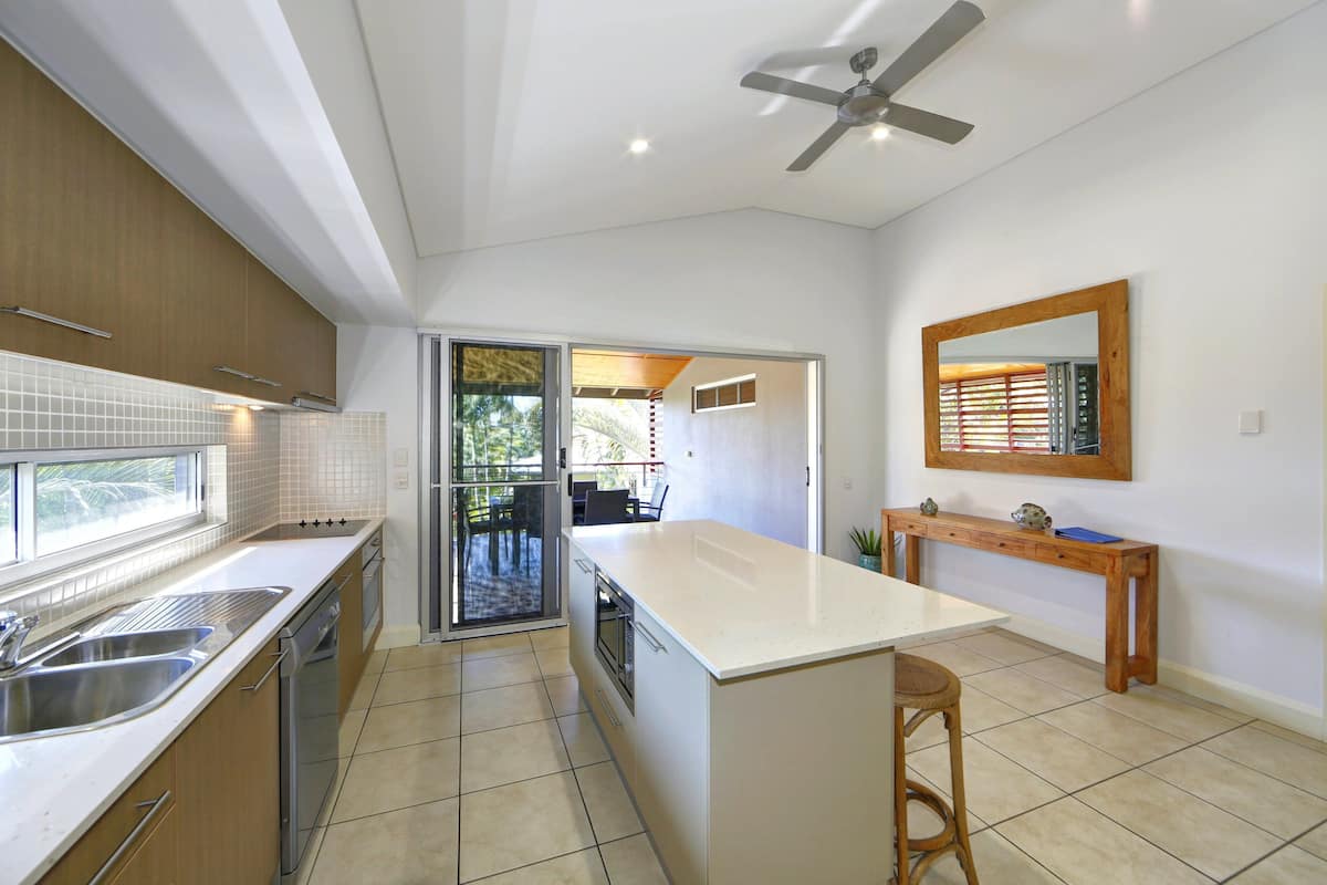 microwave, electric kettle, toaster, high chair