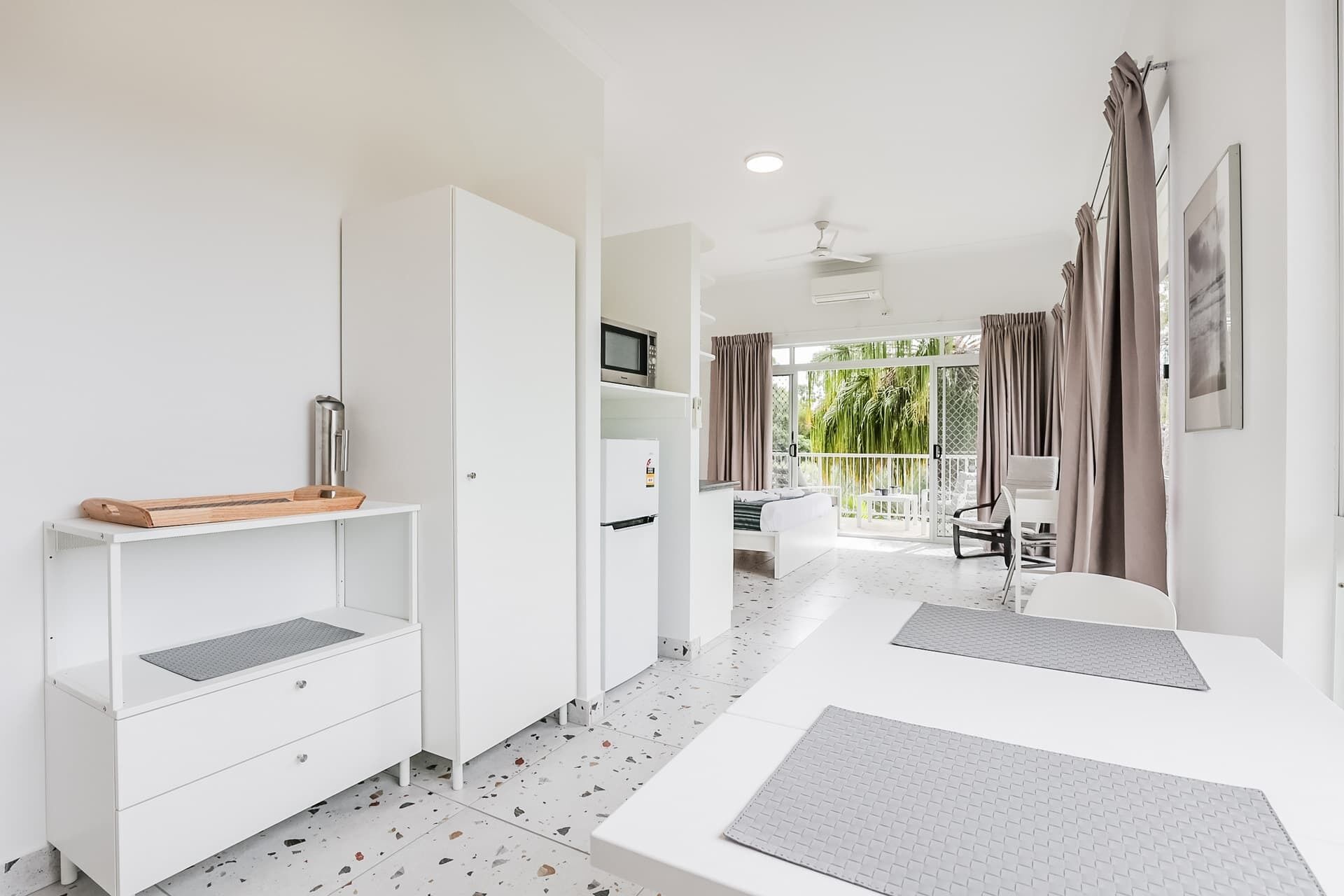 executive studio with balcony | private kitchen | microwave, electric kettle, toaster, high chair