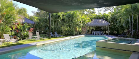 2 outdoor pools, pool umbrellas, pool loungers