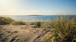 A beach with sand, grass, and a clear sky. - Hotel Tylösand (Halmstad)