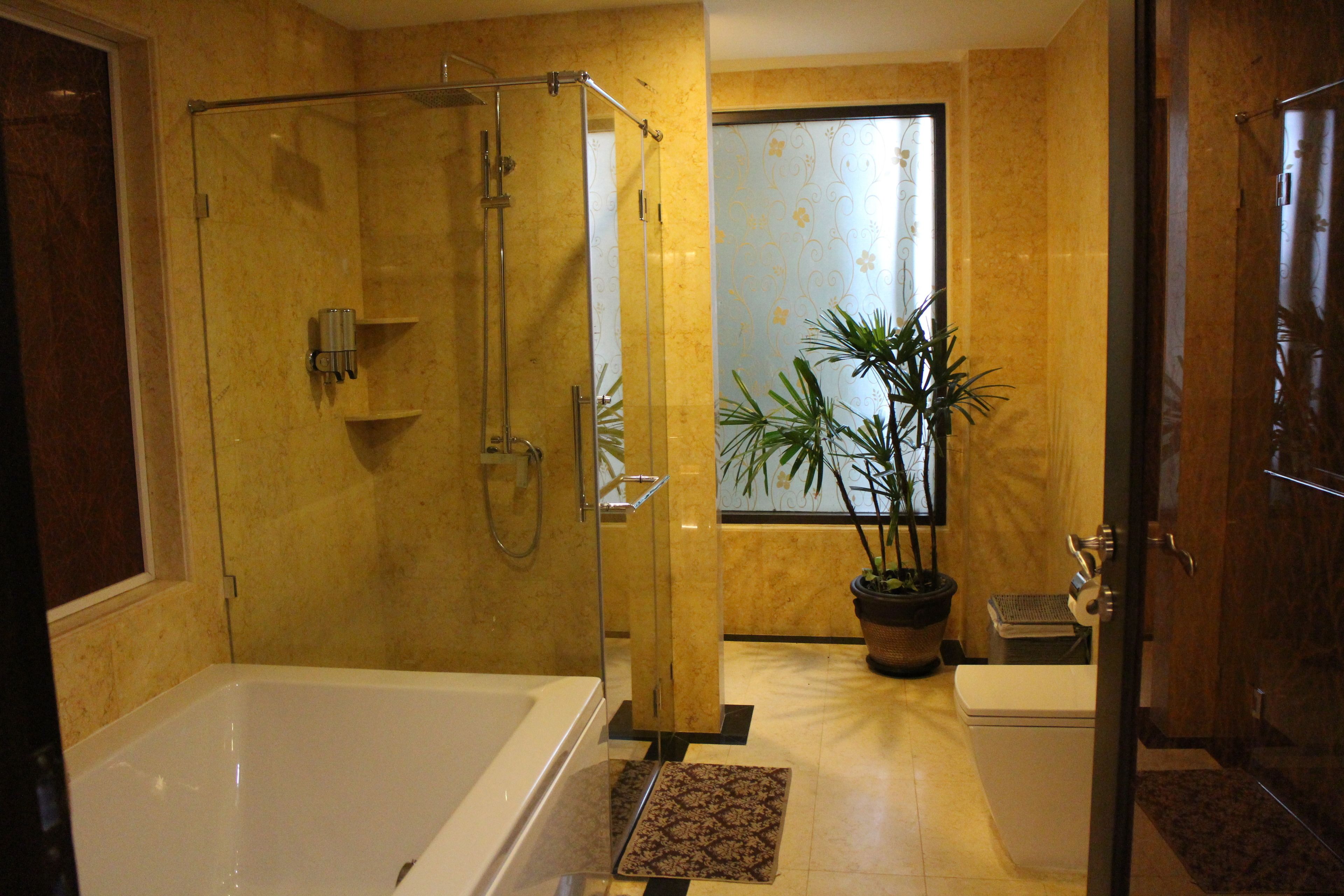 executive room | bathroom | separate bathtub and shower, jetted bath, rainfall showerhead