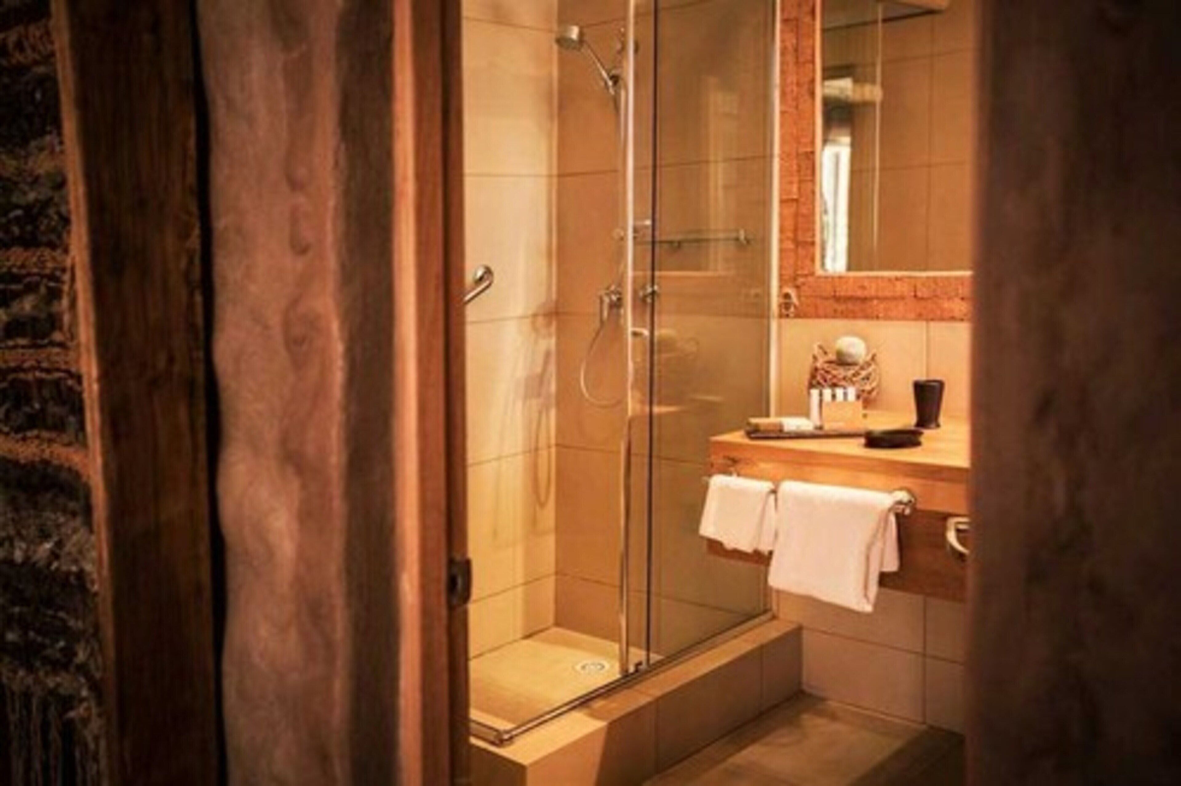 double room | bathroom | shower, rainfall showerhead, designer toiletries, hair dryer