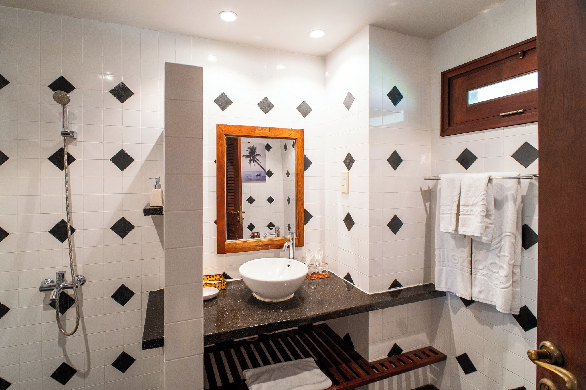 premier double or twin room, garden view | bathroom | designer toiletries, hair dryer, slippers, towels