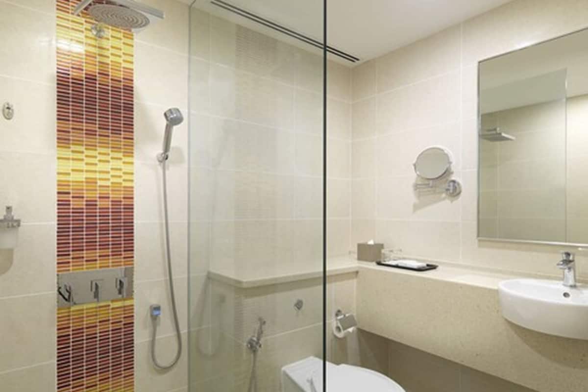 shower, free toiletries, hair dryer, slippers