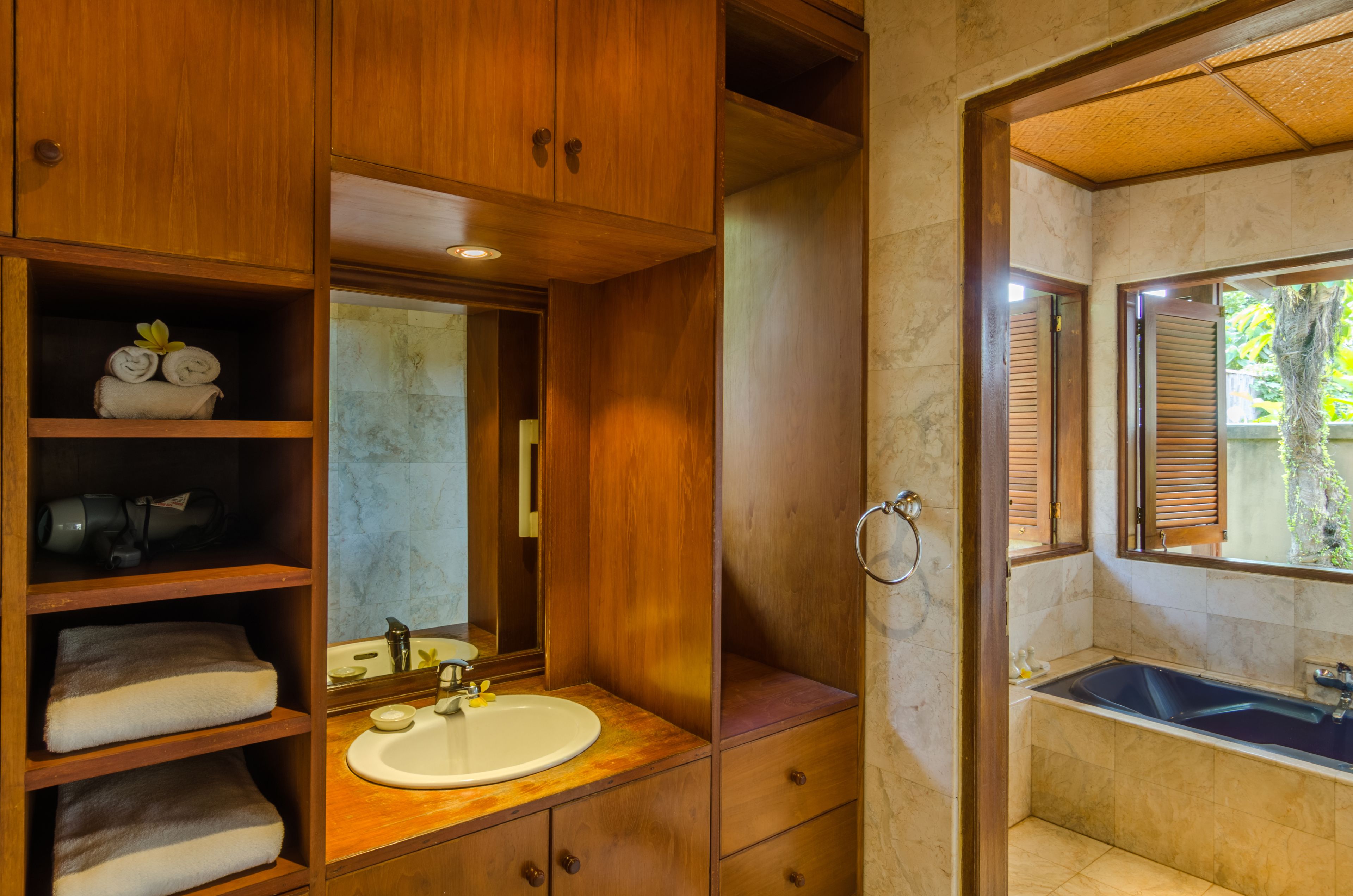 family room | bathroom | free toiletries, hair dryer, towels