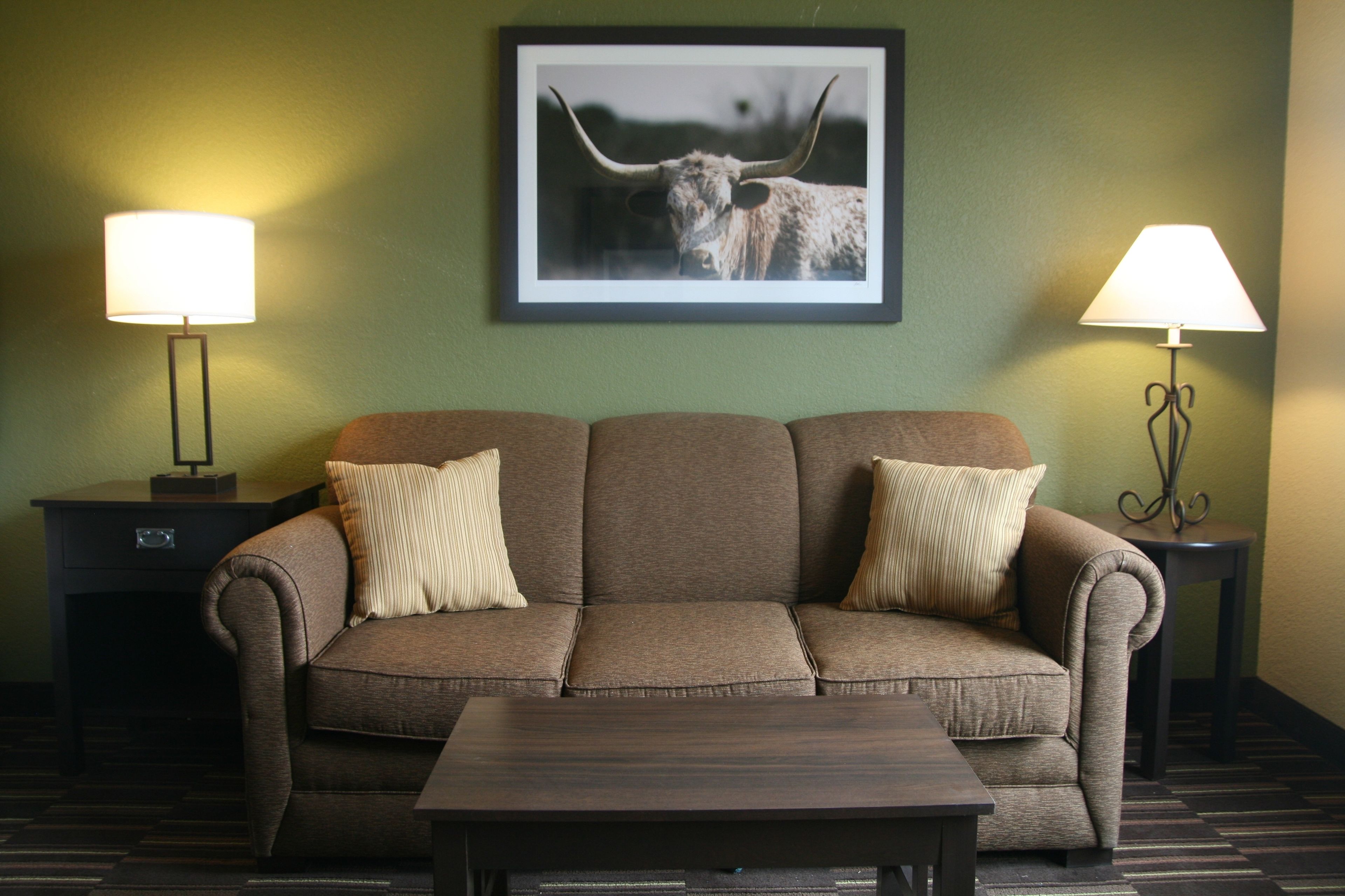 premium bedding, desk, blackout curtains, iron/ironing board