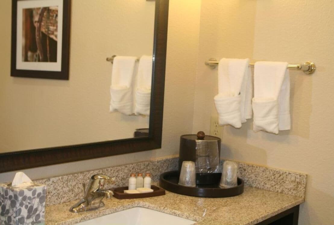 deluxe suite | bathroom | combined shower/bathtub, free toiletries, hair dryer, towels