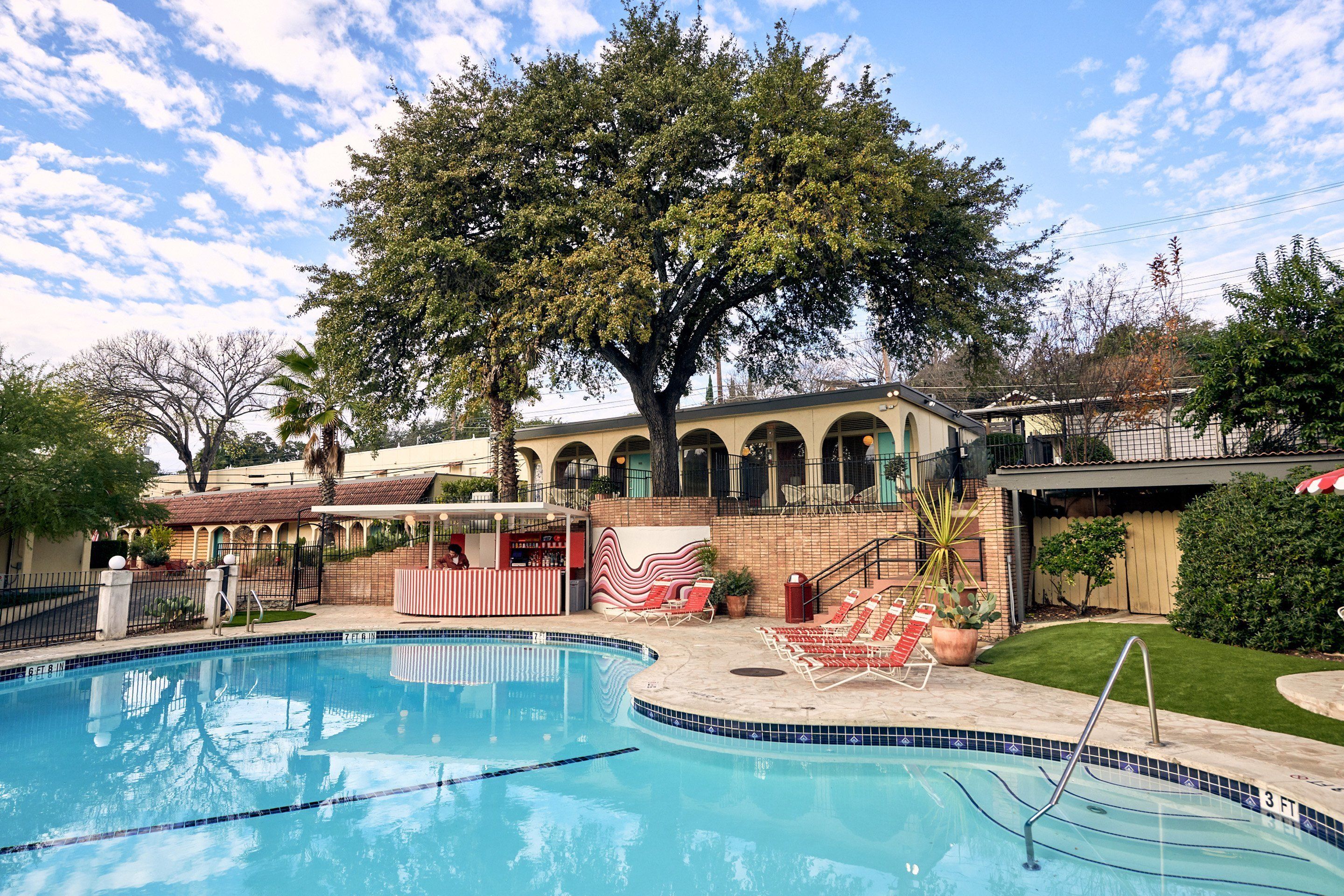 Outdoor pool, sun loungers