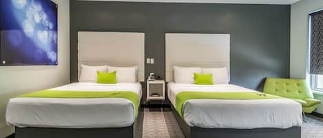 Standard Room, 2 Queen Beds, Non Smoking | Premium bedding, desk, laptop workspace, blackout drapes